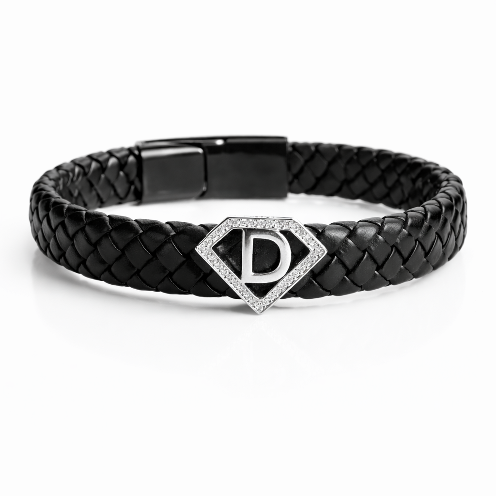 Leather alphabet(D) bracelet