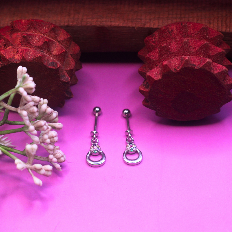 Dazzling  Multi-Color CZ "U" Shape bugdi