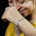 Reeva's 925 Sterling Silver Curved Shaped Diamond Bracelet