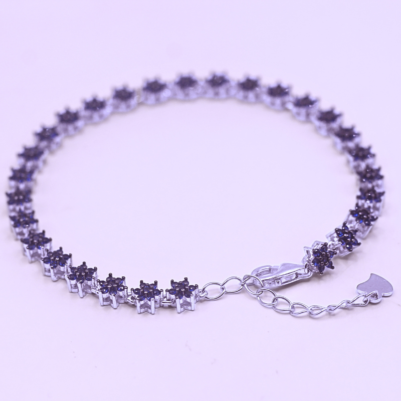Reeva's 925 Sterling Silver Floral Diamond Bracelet