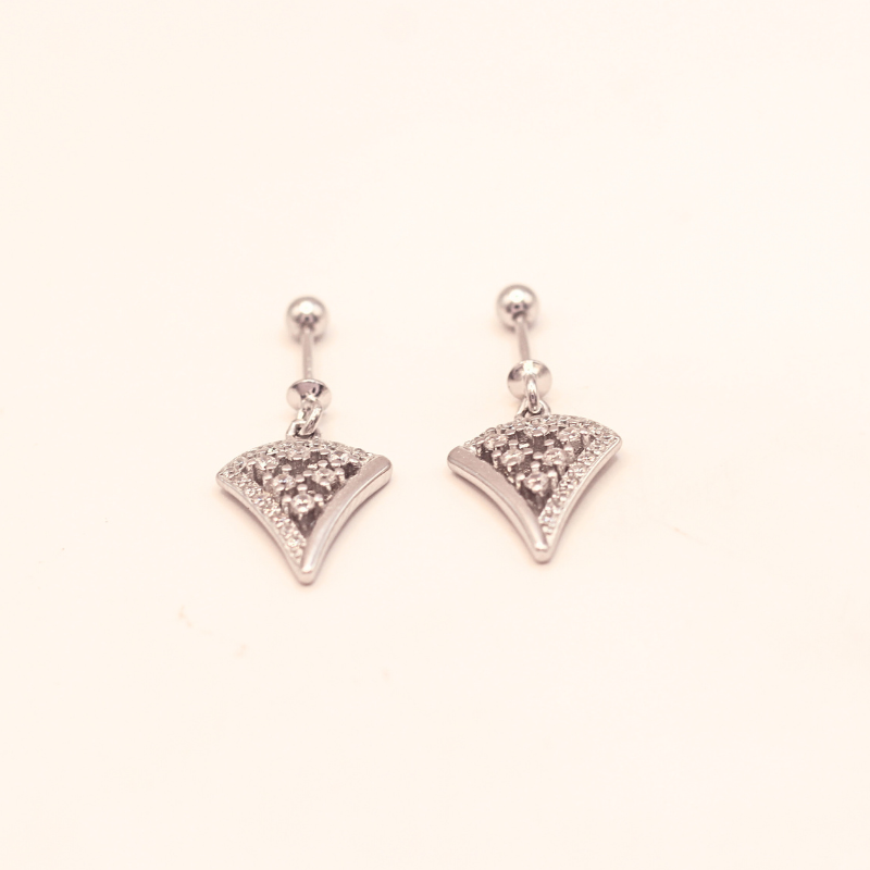 Dazzling 925 Silver  CZ Fan Drop Earrings