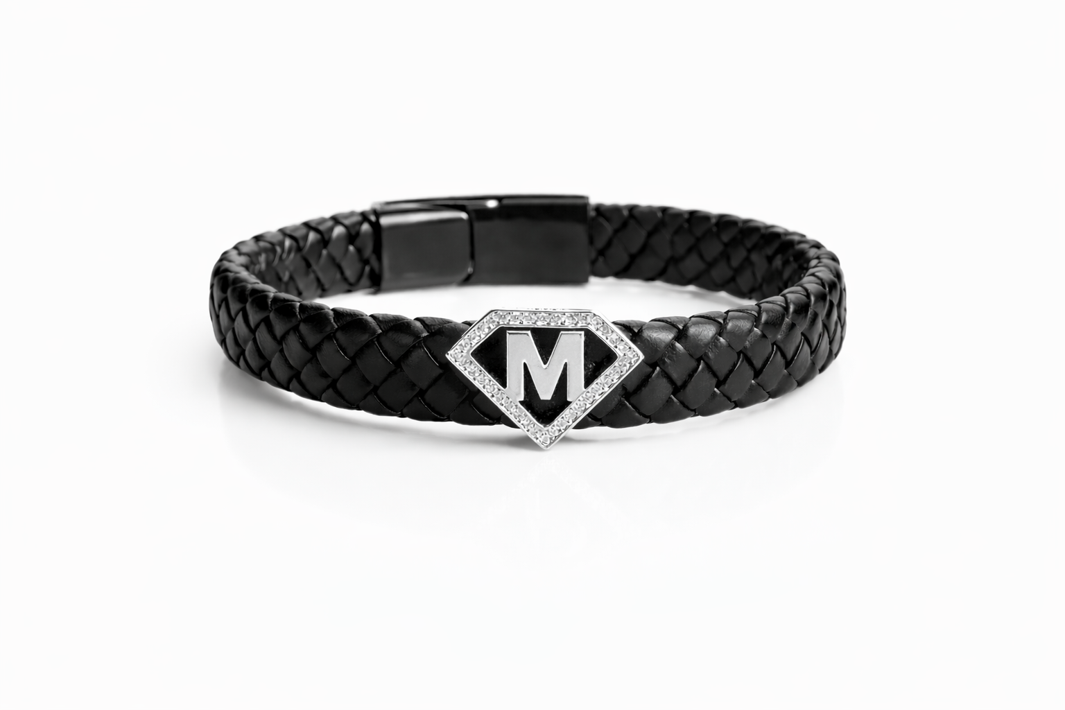 Leather alphabet(M) bracelet