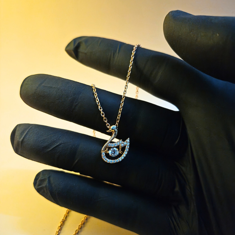 Reeva's 925 sterling silver Swan diamond Pandal with rose gold