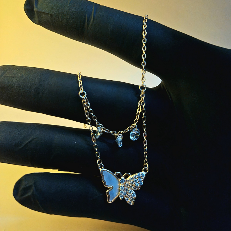 Reeva's 925 sterling silver Rose gold butterfly pandal