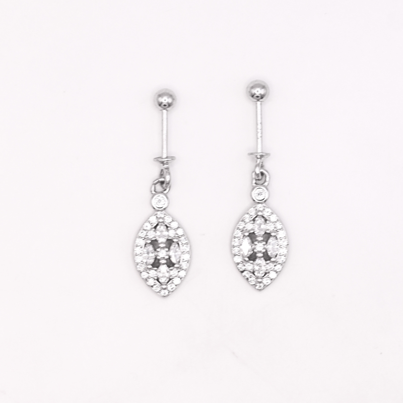 925 Sterling Silver Leaf-Shaped CZ Bugdi