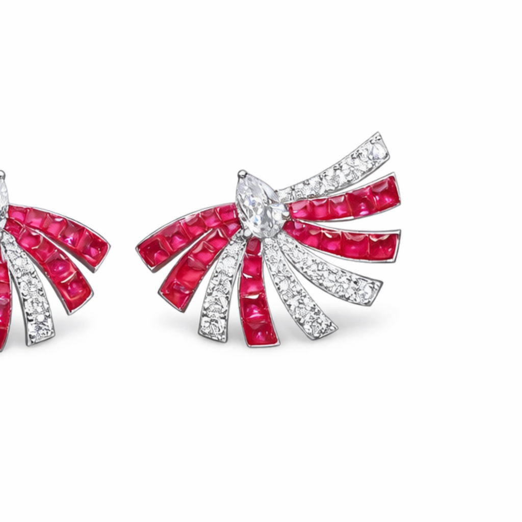 Reeva 's CZ Earrings with Ruby accent