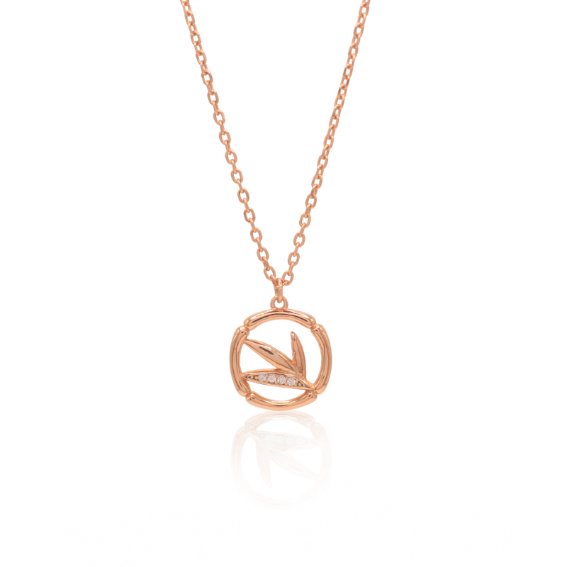 Reeva's 925 sterling silver Leaf necklace with rose gold