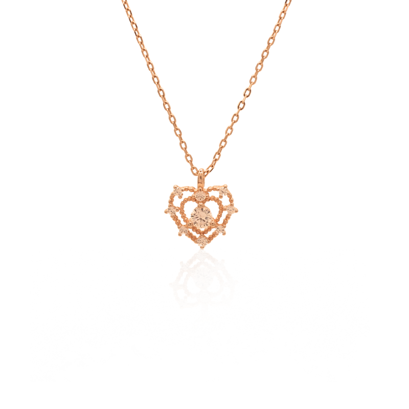 Reeva's 925 sterling silver  Heart Pendant with  Rose Gold