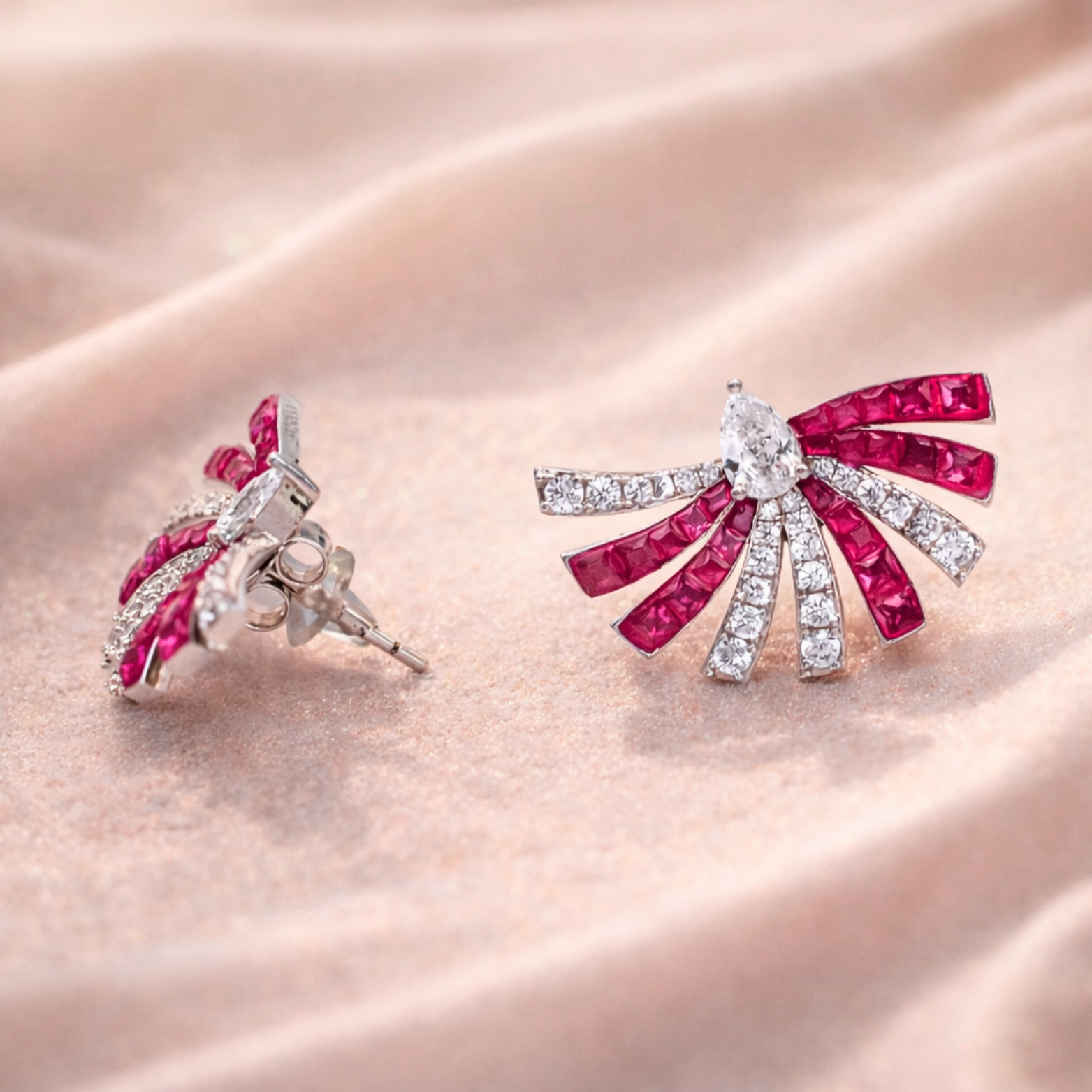 Reeva 's CZ Earrings with Ruby accent
