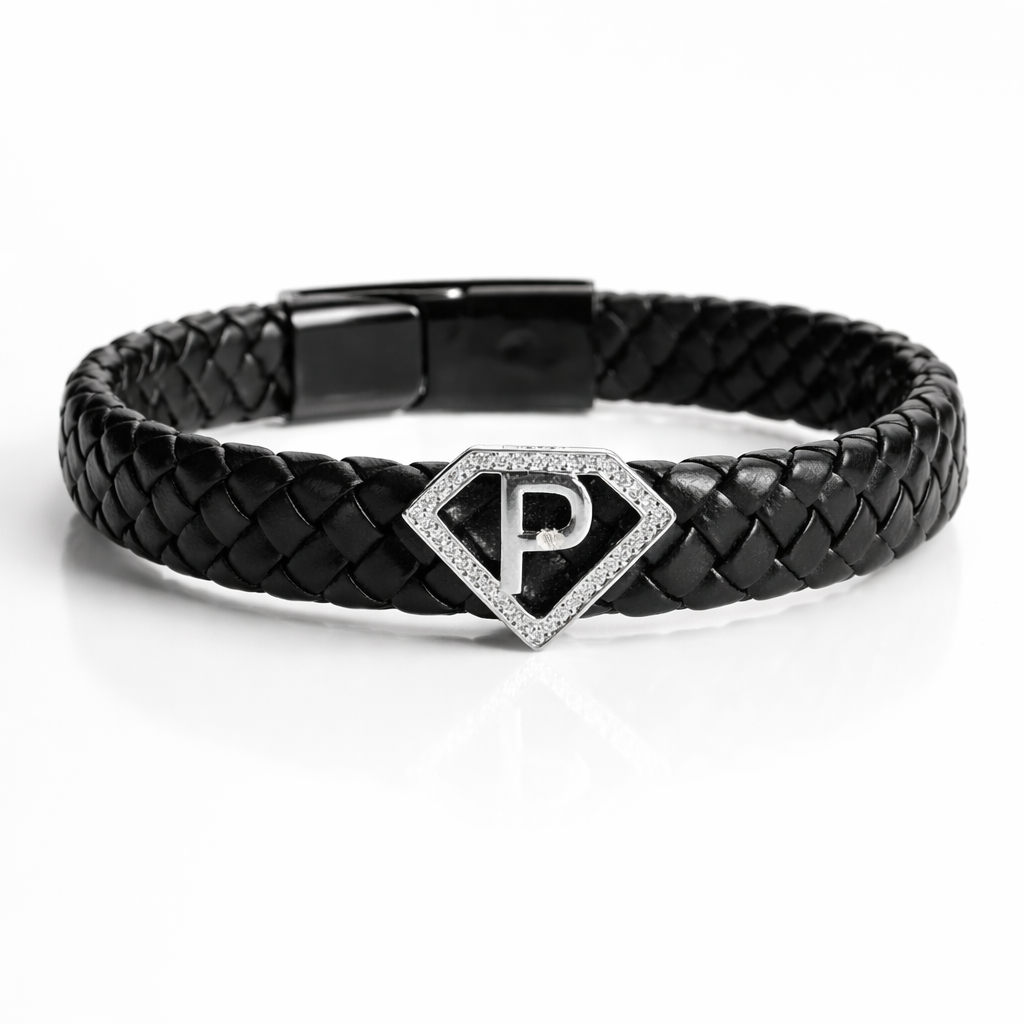 Lether alphabet(P) bracelet