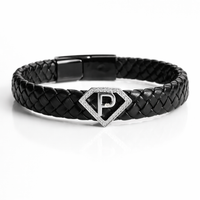 Lether alphabet(P) bracelet