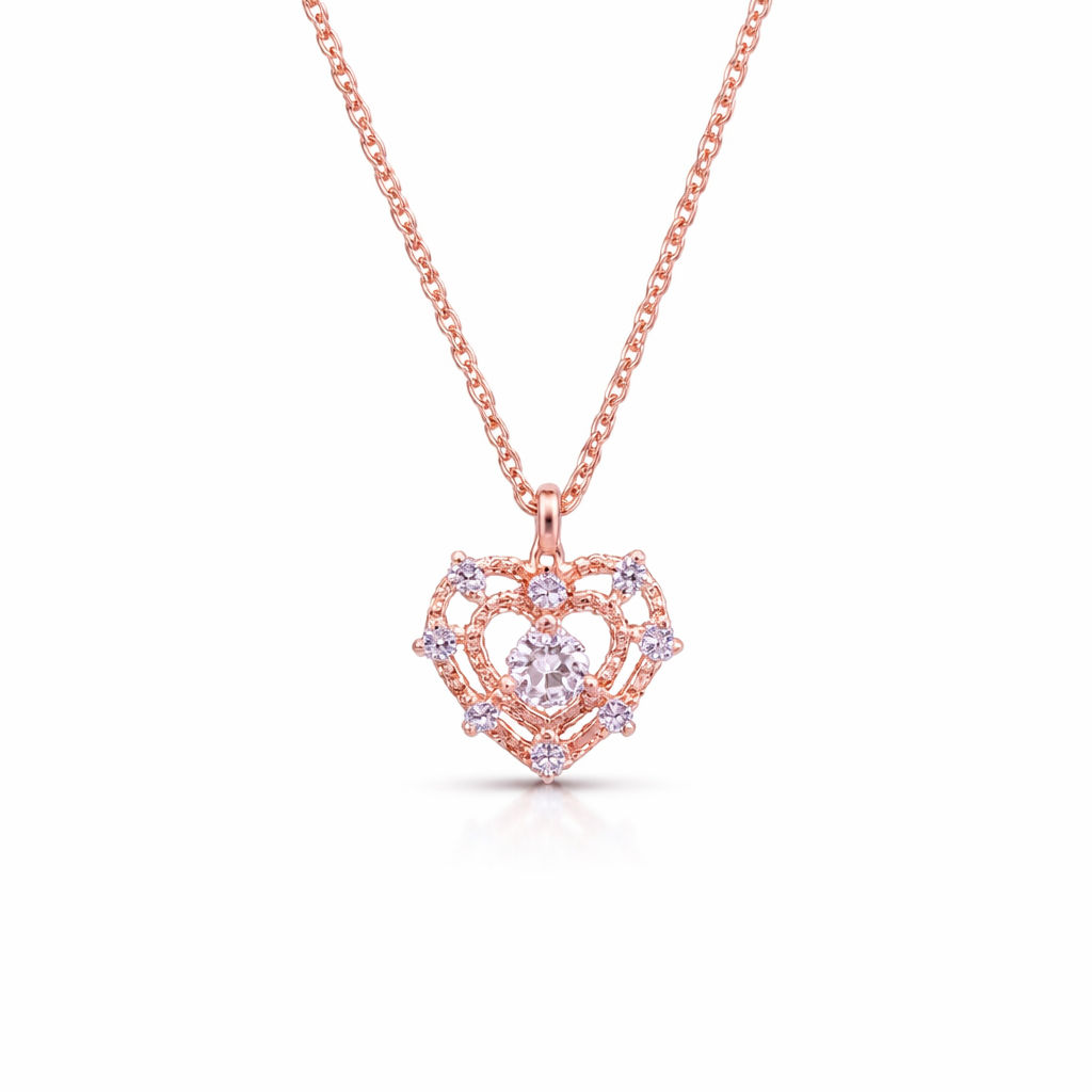 Reeva's 925 sterling silver  Heart Pendant with  Rose Gold