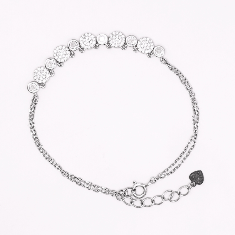 Reeva's 925 Sterling Silver Curved Shaped Diamond Bracelet