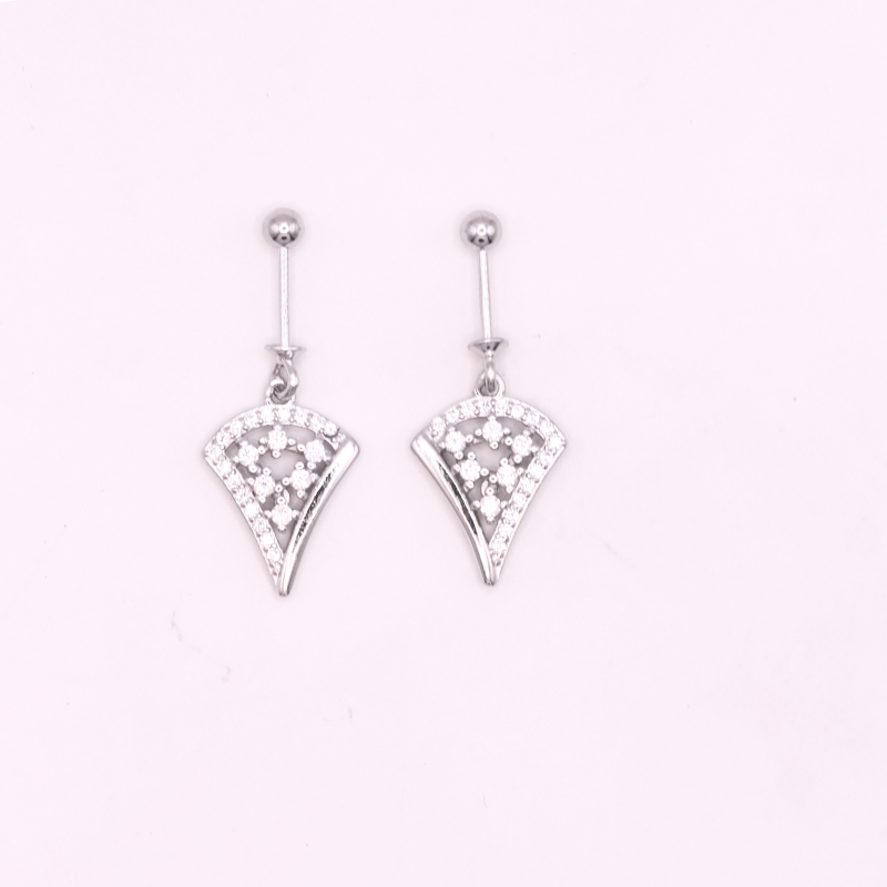 Dazzling 925 Silver  CZ Fan Drop Earrings