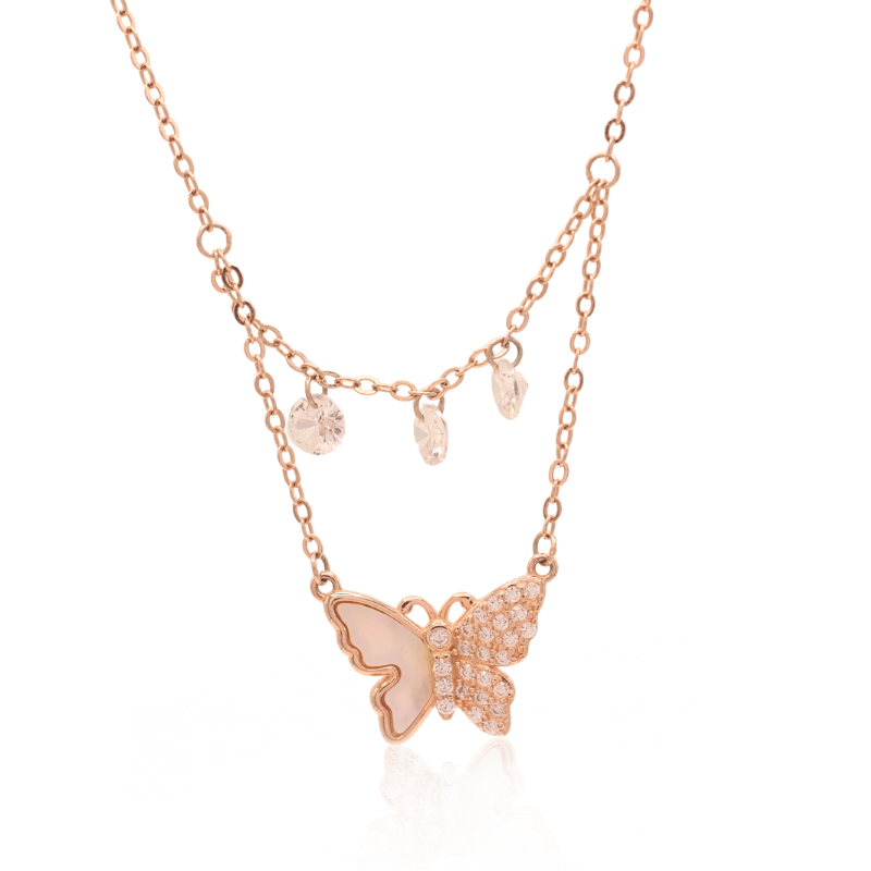 Reeva's 925 sterling silver Rose gold butterfly pandal